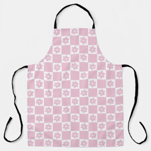 Pink Flower checked pattern Apron