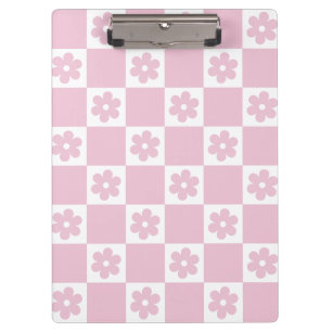 Pink Flower checked pattern Clipboard