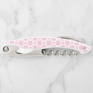Pink Flower checked pattern Corkscrew