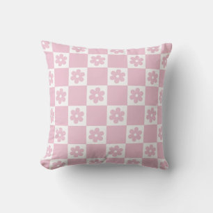 Pink Flower checked pattern Cushion