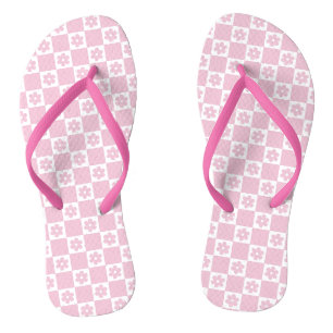 Pink Flower checked pattern Thongs