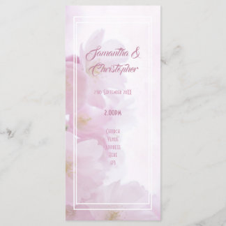 Pink flower church wedding program
