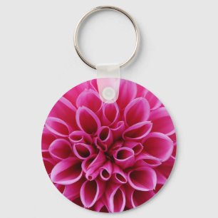 Pink Flower Close-up Keychain