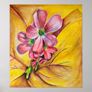 Pink Flower Close Up Wall Art Print