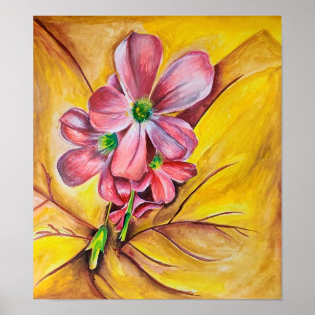 Pink Flower Close Up Wall Art Print (Front)