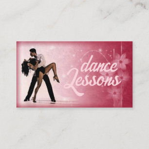 Pink Flower Couple Dance Studio Business Card