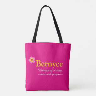 Pink flower custom Bernyce name meaning Tote Bag