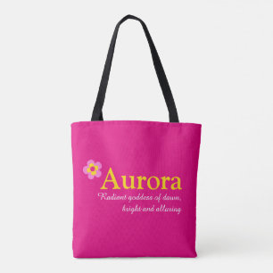 Pink flower custom name Aurora and meaning Tote Bag