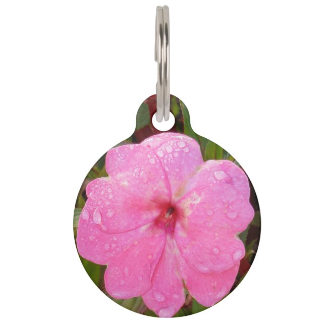 Pink Flower custom pet tags (Front)