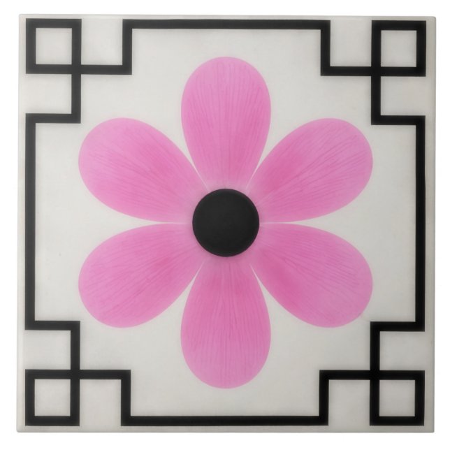 Pink Flower Decorative Tile Trivet (Front)