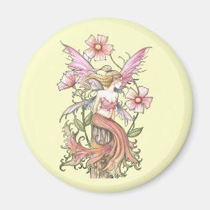 Pink Flower Fairy Art Magnet
