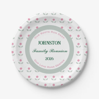 Pink Flower Family Reunion 7 in. Paper Plates