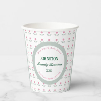 Pink Flower Family Reunion 8 oz. Paper Cups
