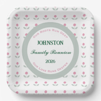 Pink Flower Family Reunion 9 in. Paper Plates