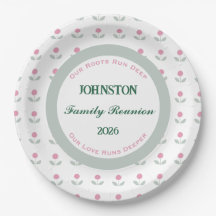 Pink Flower Family Reunion 9 in. Paper Plates