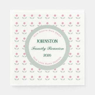 Pink Flower Family Reunion Paper Napkin
