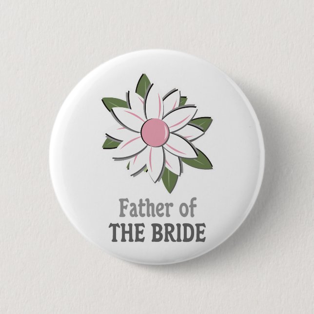 Pink Flower Father of the Bride 6 Cm Round Badge (Front)