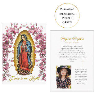 Pink Flower Filled Arch Catholic Memorial Card