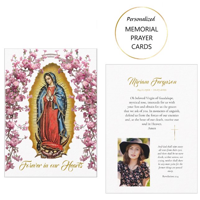 Pink Flower Filled Arch Catholic Memorial Card (Creator Uploaded)