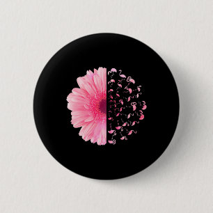 Pink Flower Flamingo Breast Cancer Awareness Month 6 Cm Round Badge