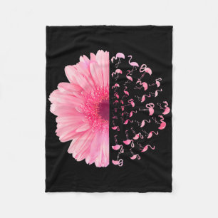 Pink Flower Flamingo Breast Cancer Awareness Month Fleece Blanket