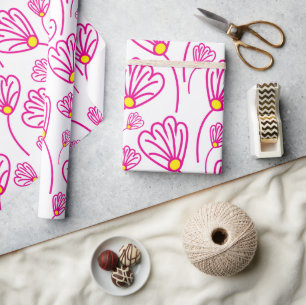 Pink Flower Floral Flowers Wrapping Paper