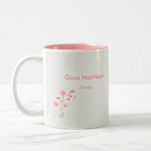 Pink flower floral grey Two-Tone coffee mug