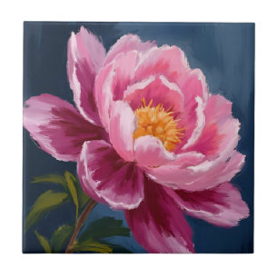 Pink Flower Floral Watercolor Painting Ceramic Tile