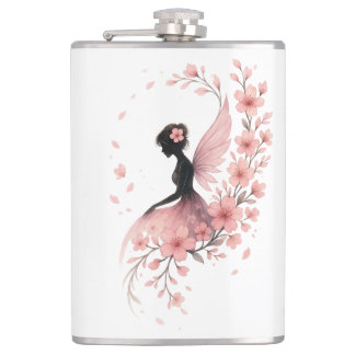 Pink Flower Flower Fairy of Sakura Hip Flask