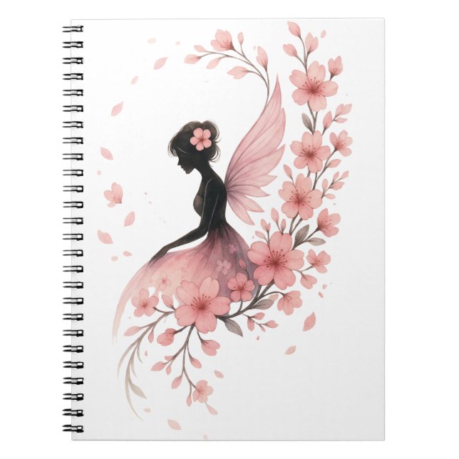 Pink Flower Flower Fairy of Sakura Notebook (Front)