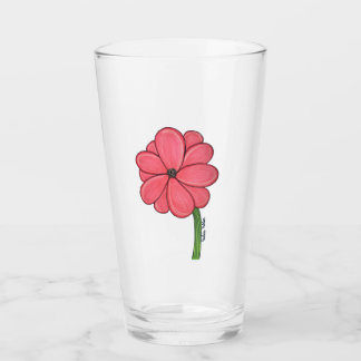 Pink Flower Full with Blue background Glass