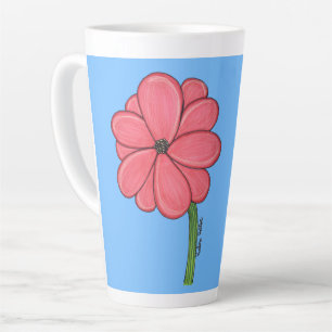Pink Flower Full with Blue background Latte Mug