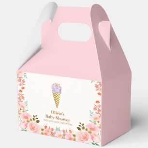 Pink Flower Garden Scoop Ice Cream Baby Shower  Favour Box