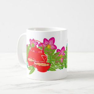 Pink Flower Garden Teapot – Charming Floral  Coffee Mug