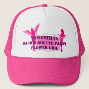 Pink flower girl bachelorette party trucker hat