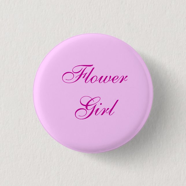 Pink Flower Girl Button (Front)