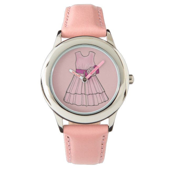 Pink Flower Girl Wedding Pageant Party Dress Watch (Front)