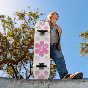  Pink Flower Glam-Barbie Inspired Skateboard