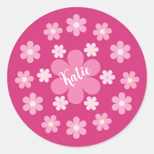 Pink Flower Glam- Classic Round Sticker