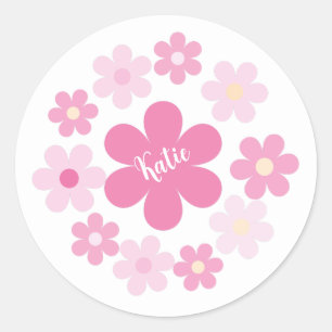 Pink Flower Glam- Classic Round Sticker