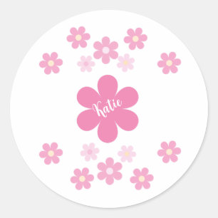 Pink Flower Glam- Classic Round Sticker