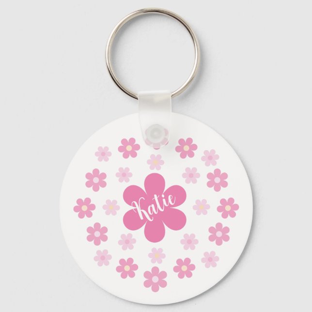 Pink Flower Glam- Key Ring (Back)