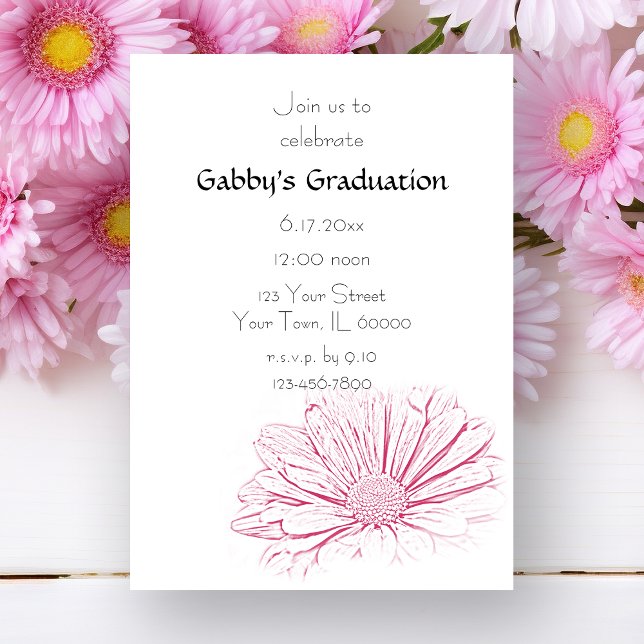 Pink Flower Graduation Party Invitation (Creator Uploaded)
