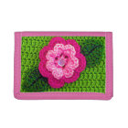 Pink Flower Green Artisan Designer Crochet Print