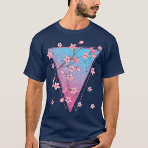 Pink Flower Japan Sakura Synthwave Vaporwave Cherr T-Shirt
