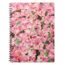 Pink Flower Kitten Collage Notebook