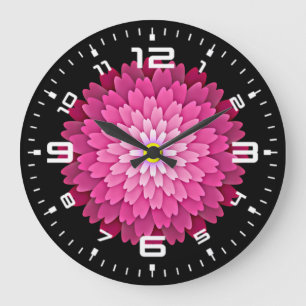 Pink Flower Large Clock