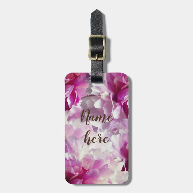 Pink Flower leaves  Custom Luggae Tags (Front Vertical)