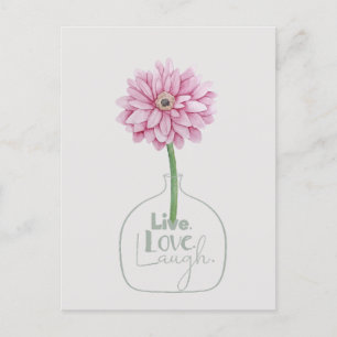 Pink Flower Live Love Laugh Postcard