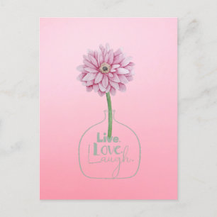 Pink Flower Live Love Postcard